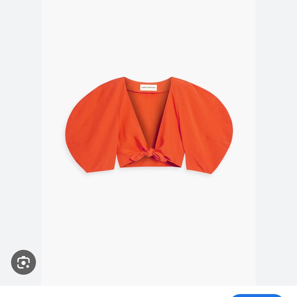 Mara Hoffman Vibrant Orange Puff Sleeve Crop Top - Picture 2 of 2